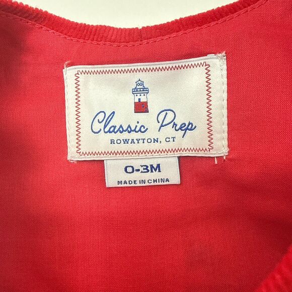 Classic Prep Tucker Longall 0-3M Red Christmas Tree Embroidery Corduroy Jumpsuit - Picture 6 of 13